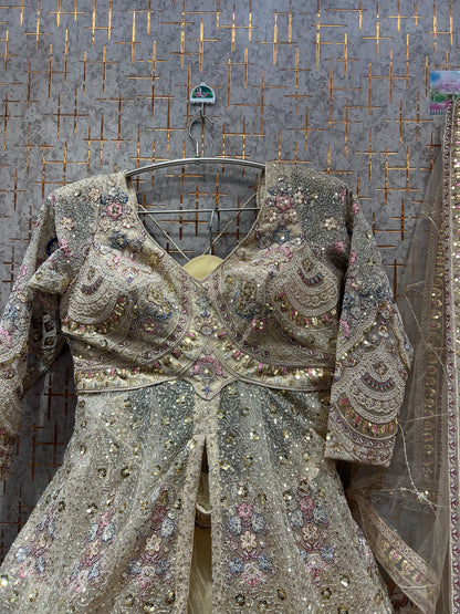 Eye Catching Hot pink peplum Dress Lehenga