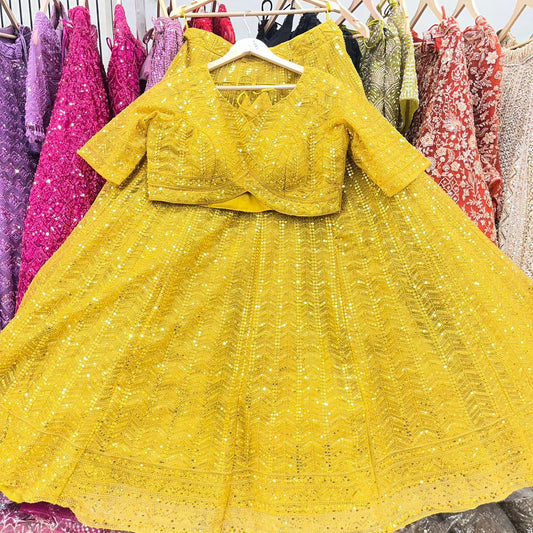 Fantastic yellow haldi mehendi Ready to wear Crop Top Lehenga