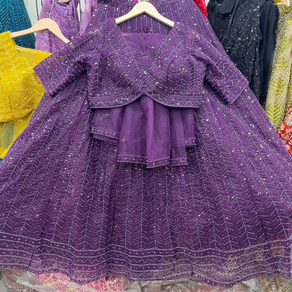 Fabulous purple Ready to wear Crop Top Lehenga