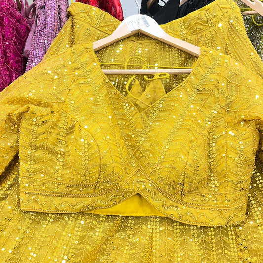 Fantastic yellow haldi mehendi Ready to wear Crop Top Lehenga