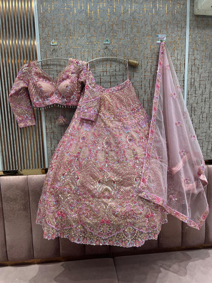 Delightful beige golden Ready to wear Crop Top Lehenga