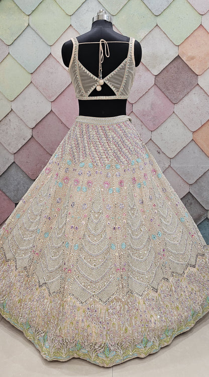 Khoobsurat Beige peach Ready to wear Crop Top Lehenga