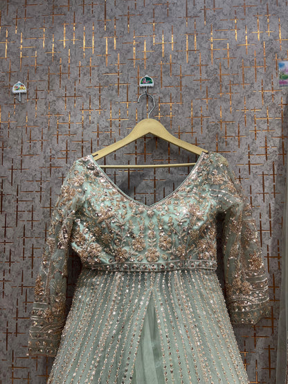 Fabulous orange peplum long Dress Farshi Gaharara Dress Special