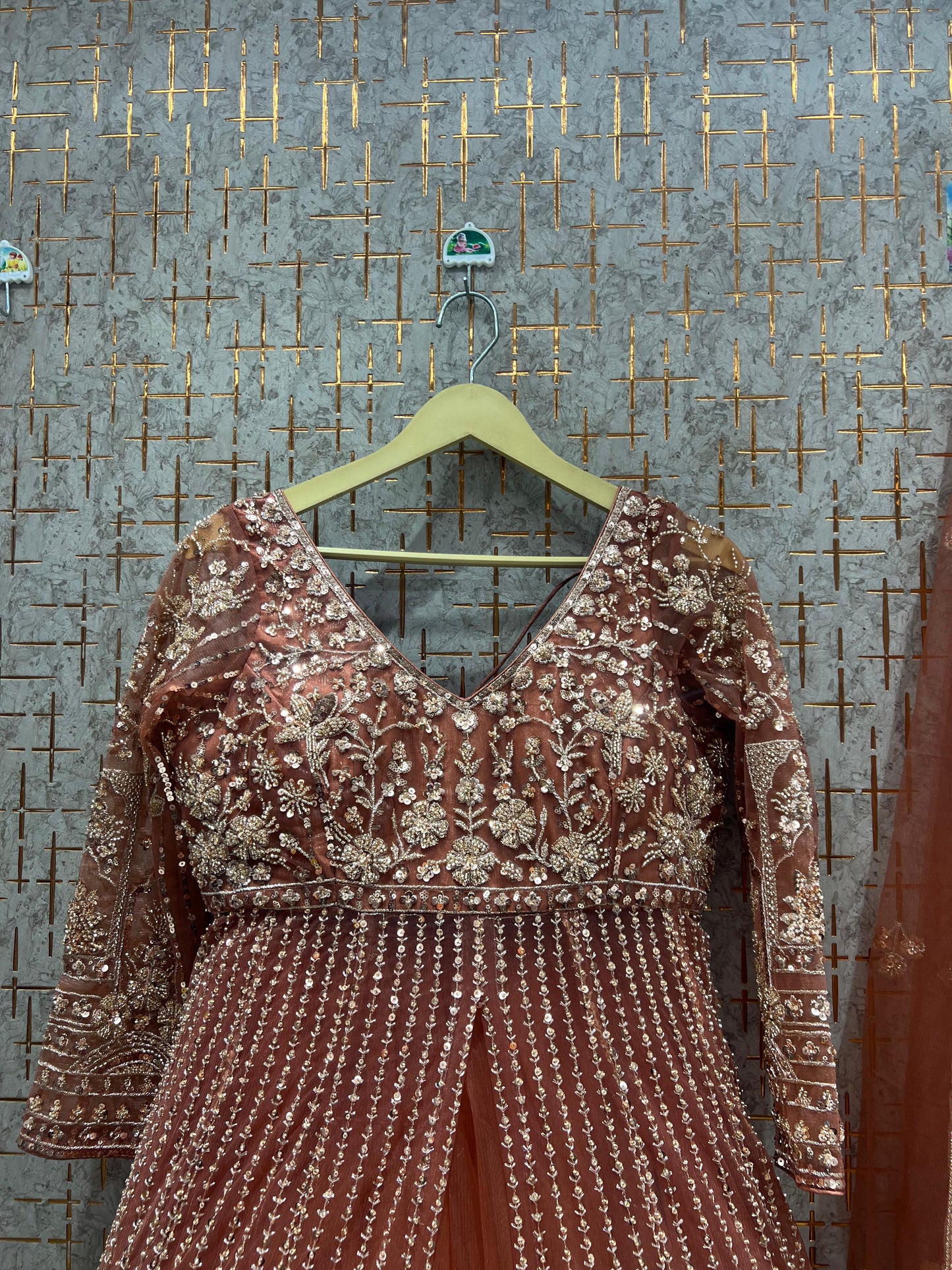 Fabulous orange peplum long Dress Farshi Gaharara Dress Special