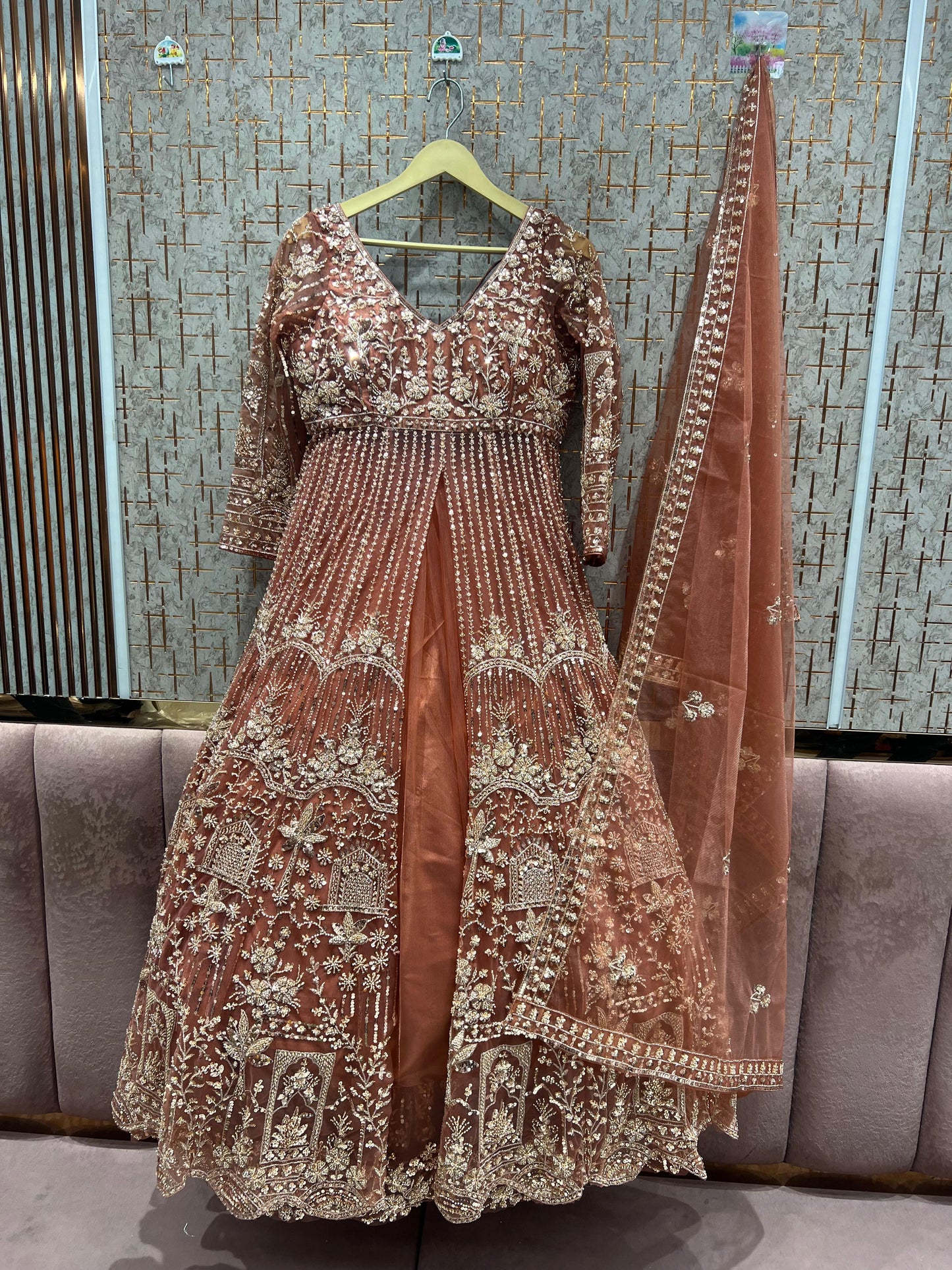 Fabulous orange peplum long Dress Farshi Gaharara Dress Special