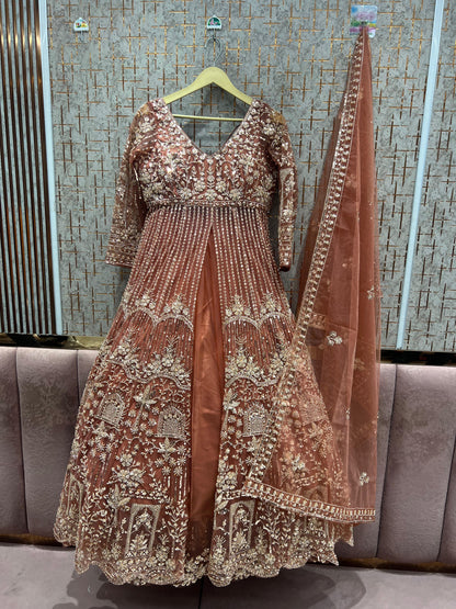 Fabulous orange peplum long Dress Farshi Gaharara Dress Special