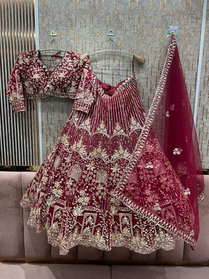 Gorgeous purple Ready to wear Crop Top Lehenga