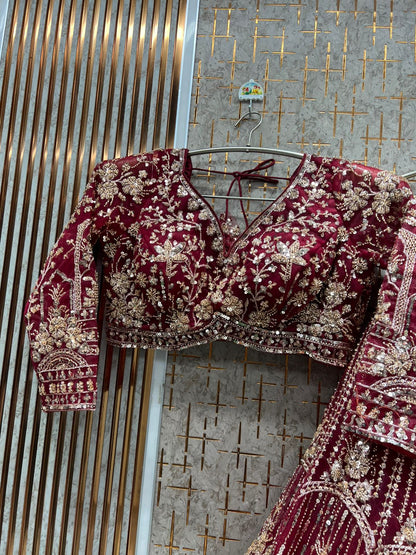 Gorgeous purple Ready to wear Crop Top Lehenga