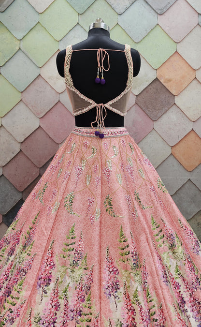 Pleasing pink Crop Top Ready to wear Lehenga (Happy Customer)