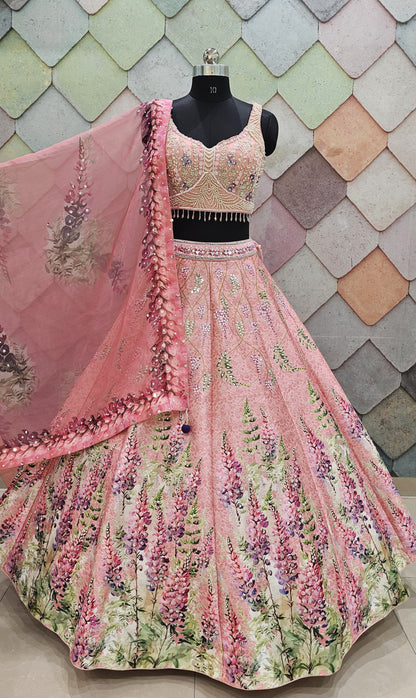 Pleasing pink Crop Top Ready to wear Lehenga (Happy Customer)