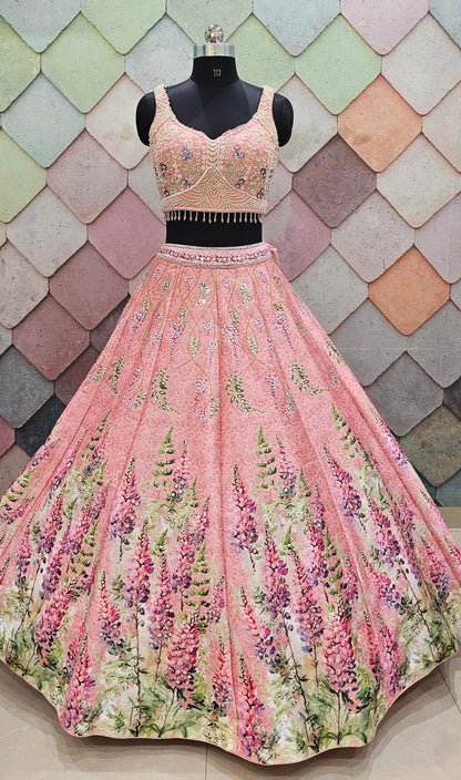 Pleasing pink Crop Top Ready to wear Lehenga (Happy Customer)