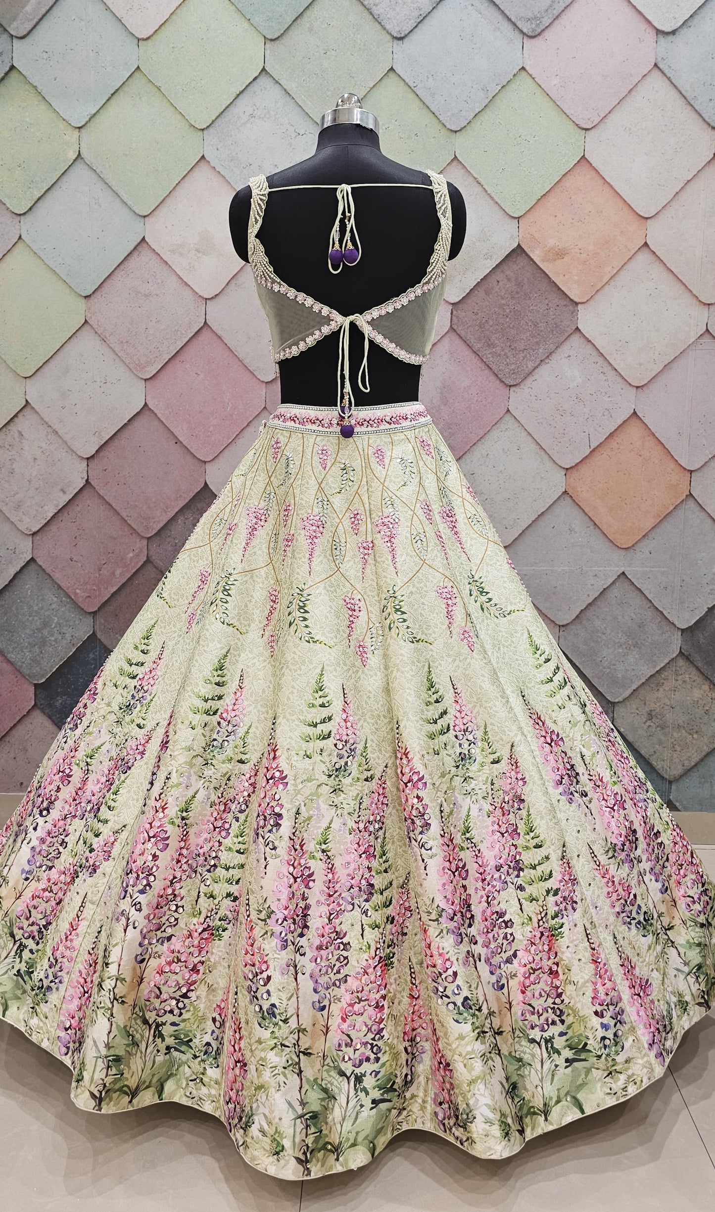 Pleasing pink Crop Top Ready to wear Lehenga (Happy Customer)