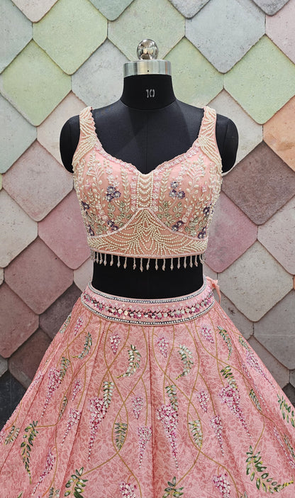 Pleasing pink Crop Top Ready to wear Lehenga (Happy Customer)