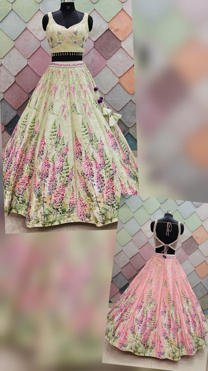 Pleasing pink Crop Top Ready to wear Lehenga (Happy Customer)