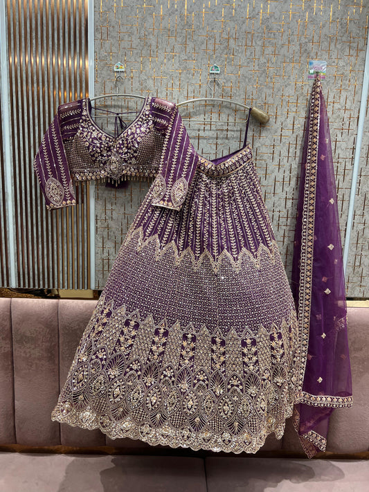 Embellished Purple Crop Top Ready to wear Lehenga