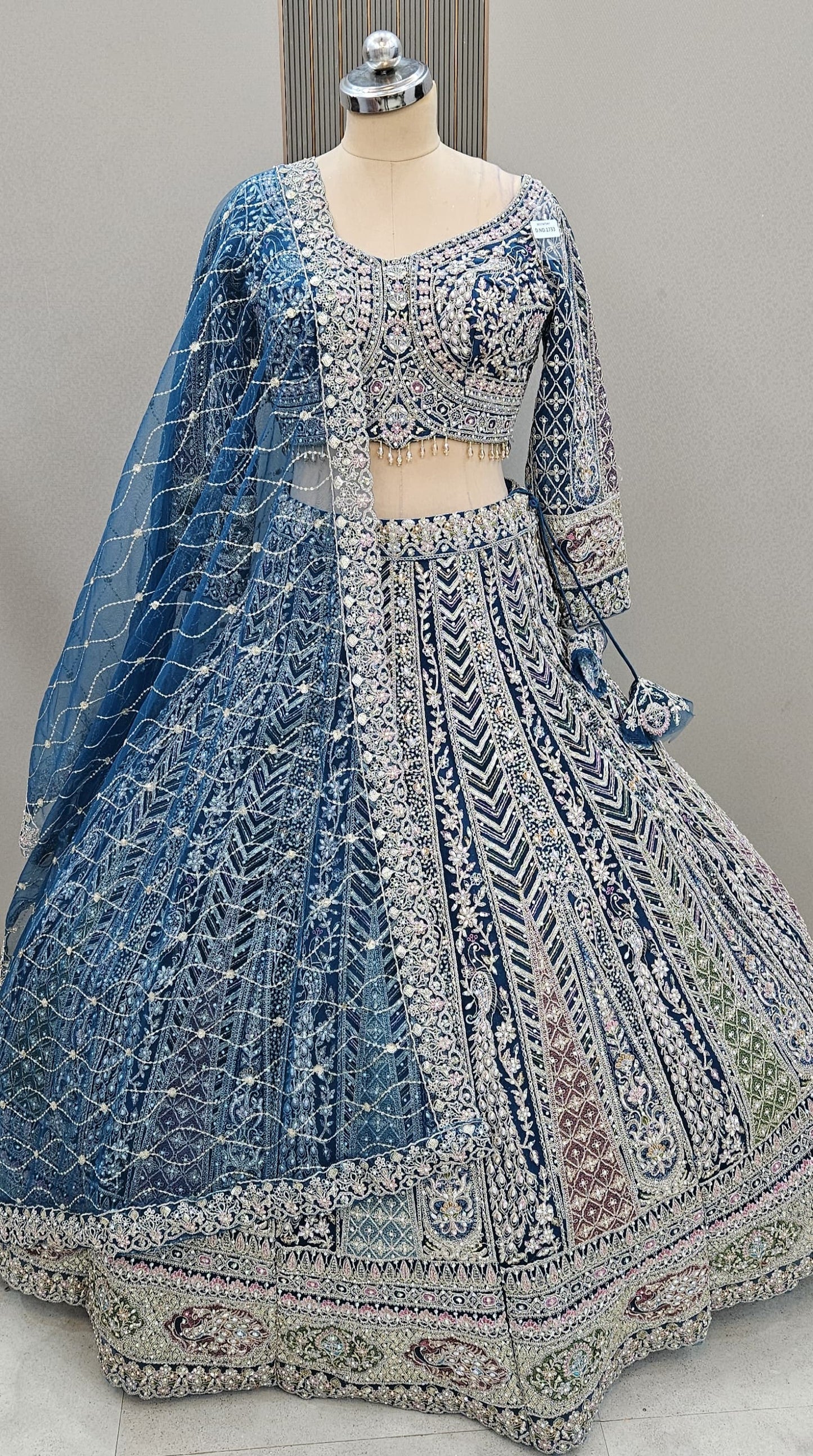 Majestic Blue peacock Ready to wear crop top Lehenga