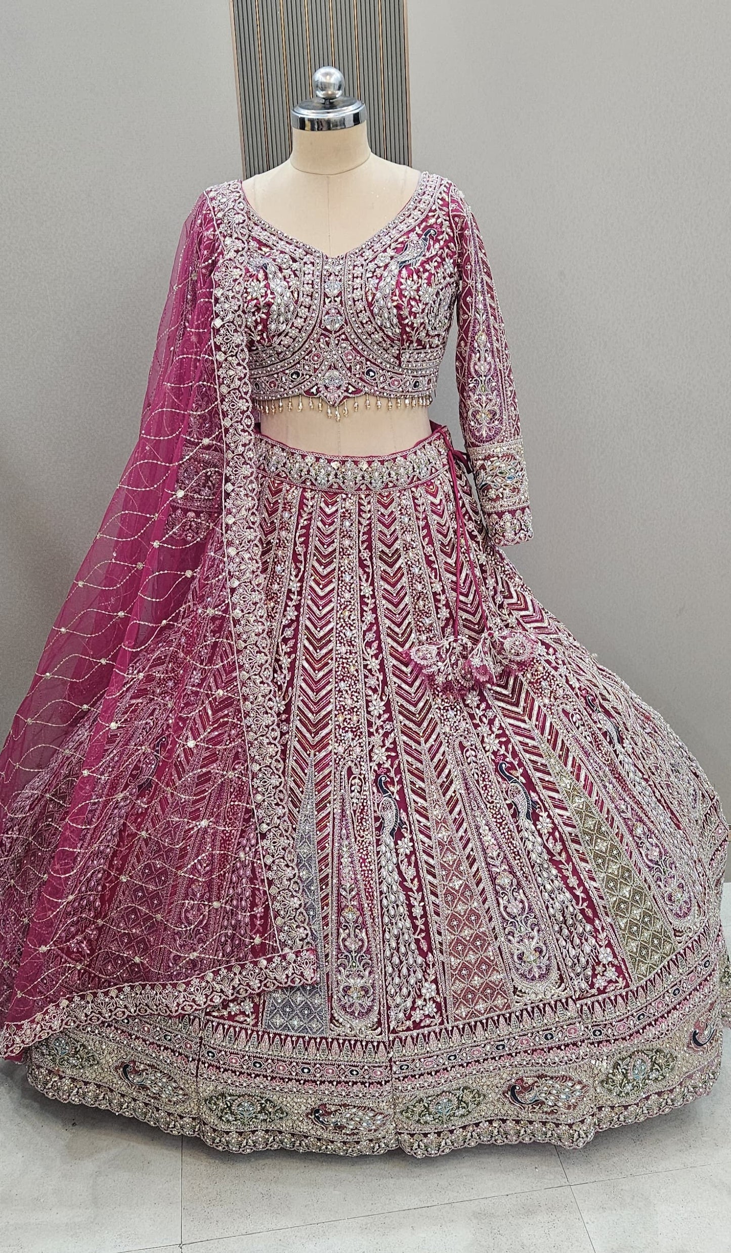 Majestic Blue peacock Ready to wear crop top Lehenga