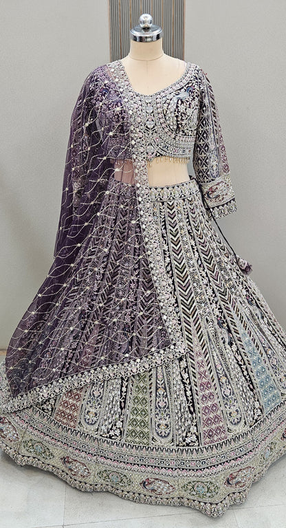 Majestic Blue peacock Ready to wear crop top Lehenga