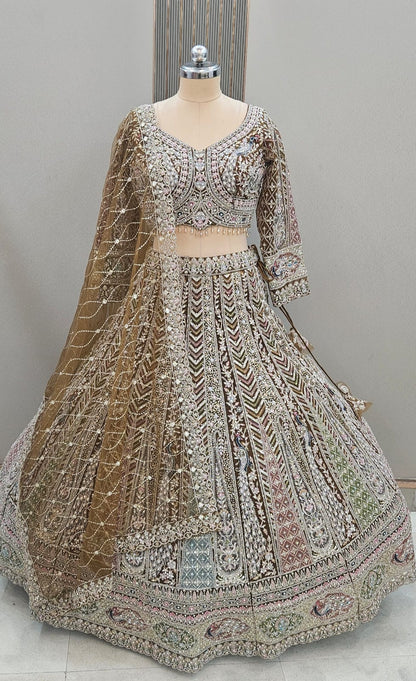 Majestic Blue peacock Ready to wear crop top Lehenga