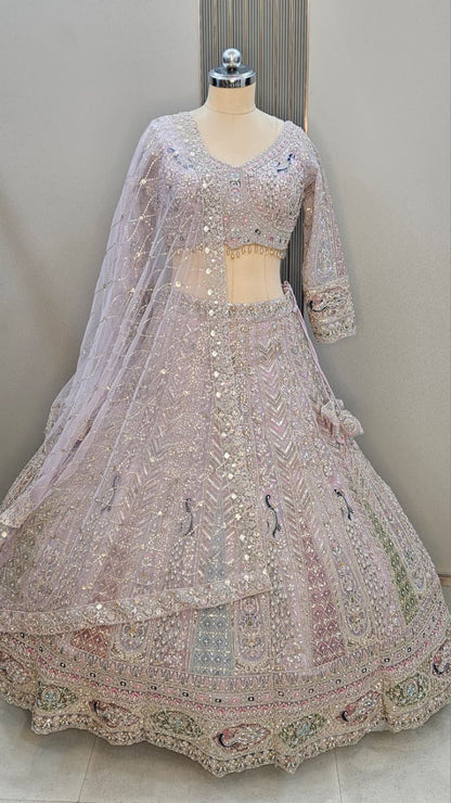 Majestic Blue peacock Ready to wear crop top Lehenga