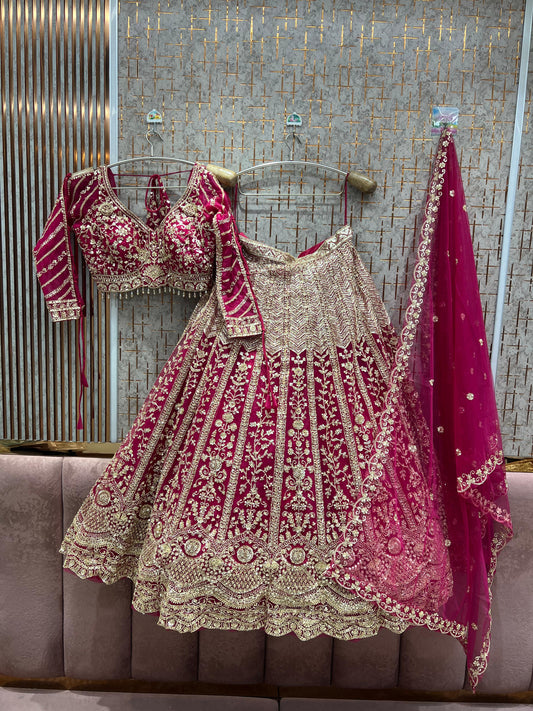 Stunning Hot pink Ready to wear Crop Top Lehenga