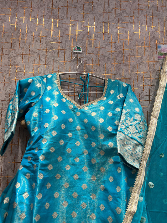 Lovely Blue long Dress Farshi Gaharara Dress Special