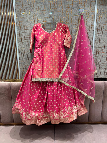 Beautiful Hot pink long Dress Farshi Gaharara Dress Special