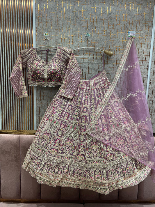 Elegant pink Ready to wear Crop Top Lehenga