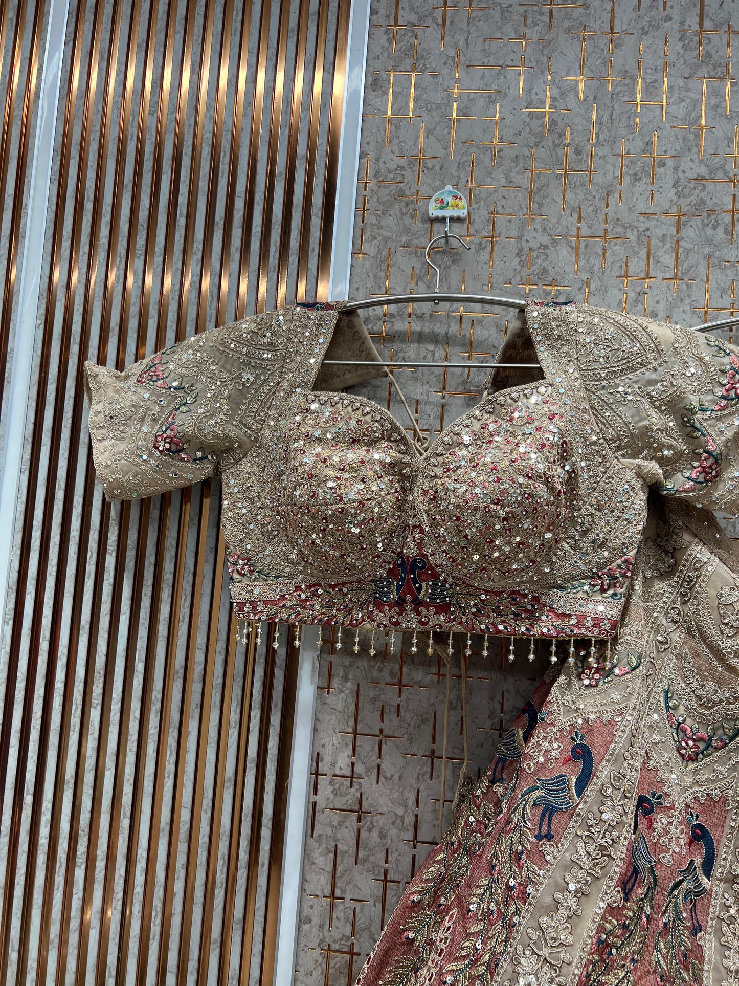 Glamorous Rama green peacock Ready to wear Crop top Lehenga