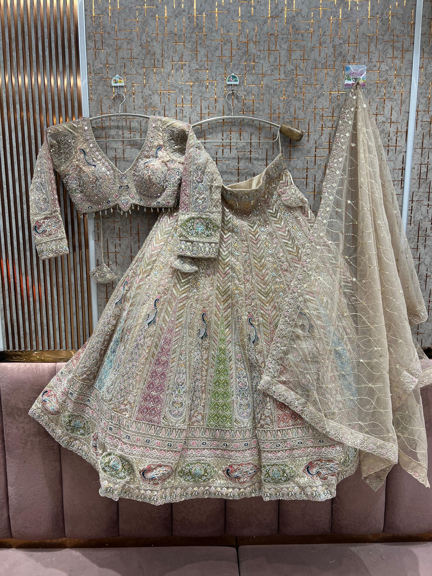 Majestic Blue peacock Ready to wear crop top Lehenga