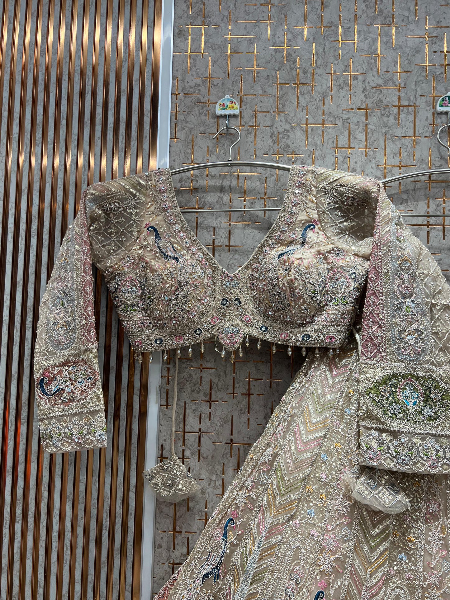 Majestic Blue peacock Ready to wear crop top Lehenga