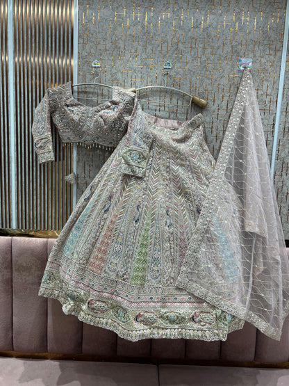 Majestic Blue peacock Ready to wear crop top Lehenga