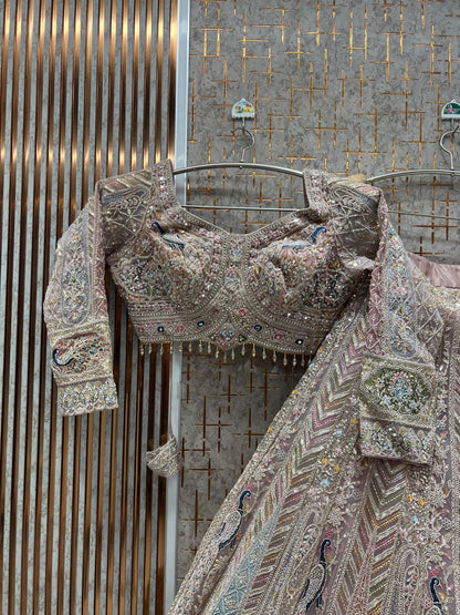 Majestic Blue peacock Ready to wear crop top Lehenga