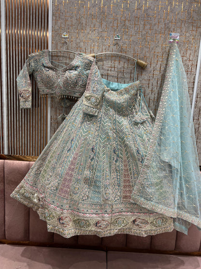 Majestic Blue peacock Ready to wear crop top Lehenga