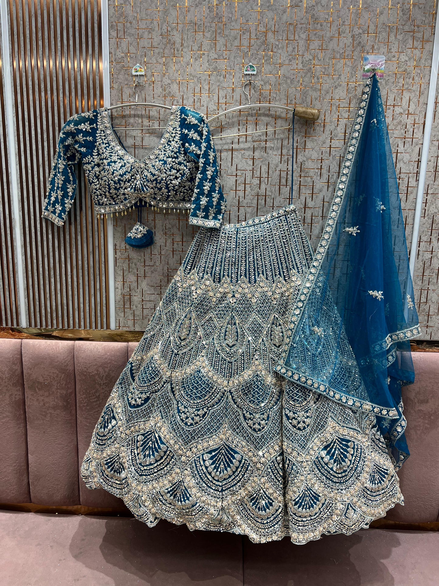Amazing Blue ready to wear Crop top Lehenga