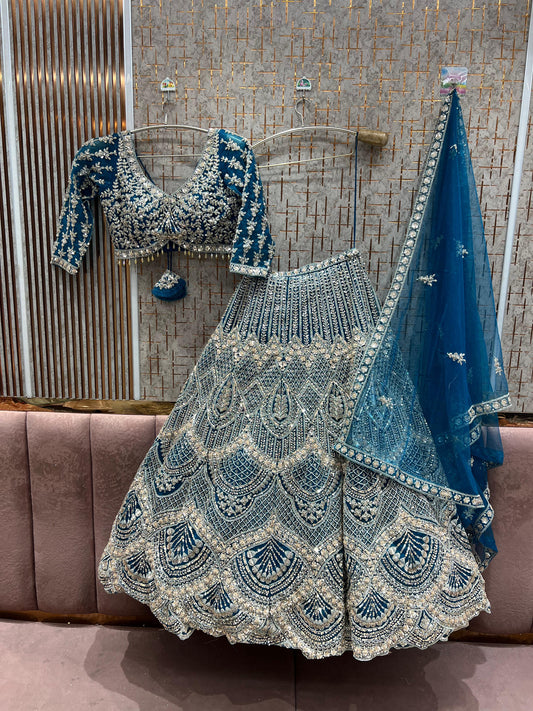 Amazing Blue ready to wear Crop top Lehenga