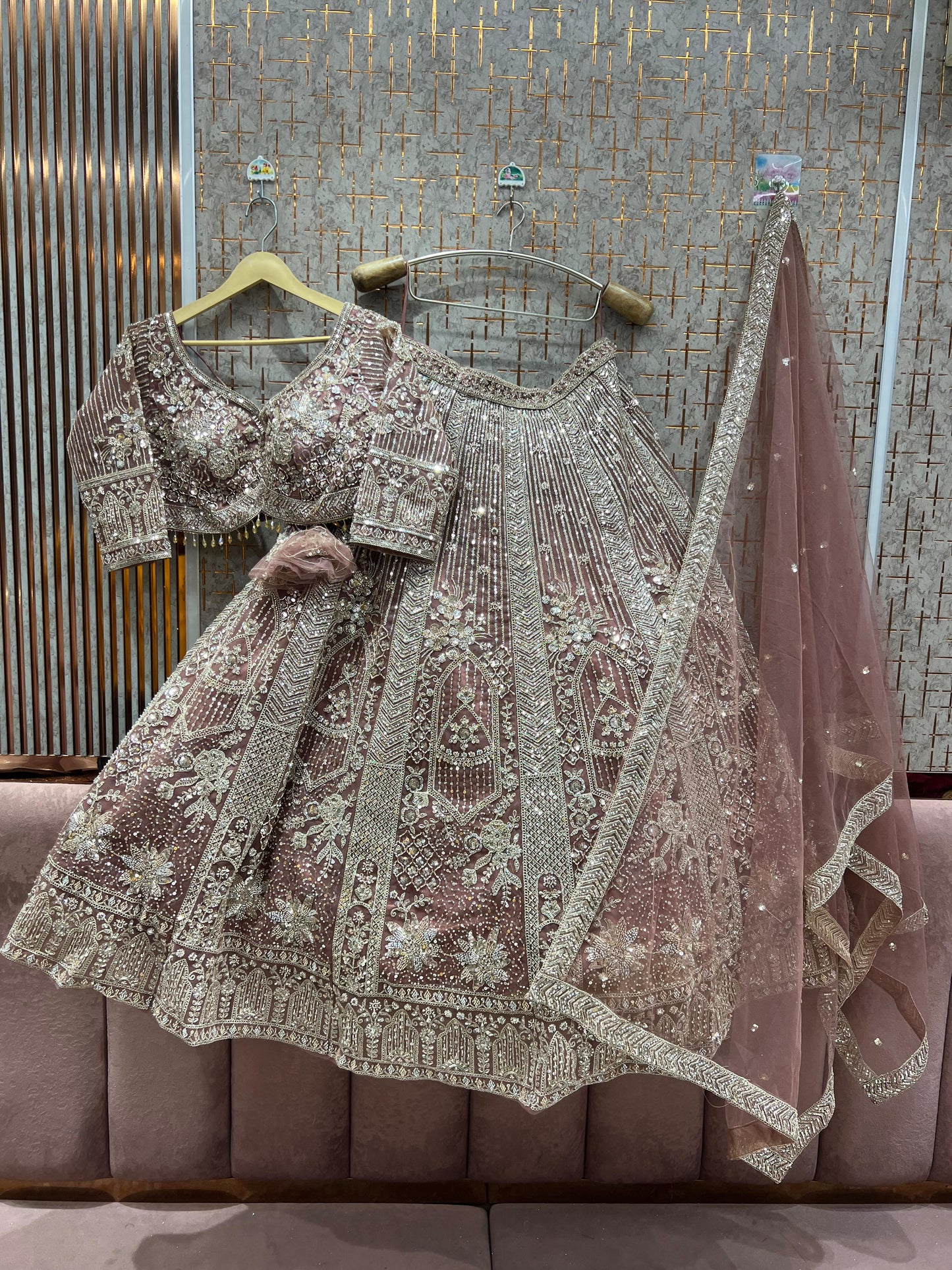 Designer Peach Ready to wear Crop Top Lehenga