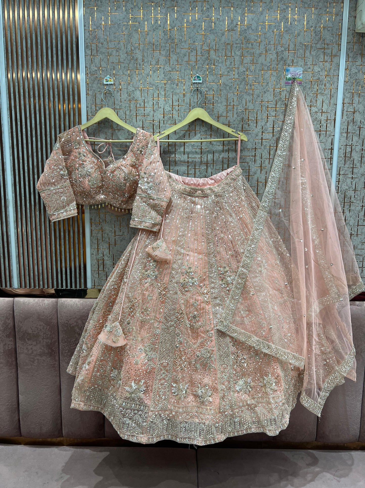 Designer Peach Ready to wear Crop Top Lehenga