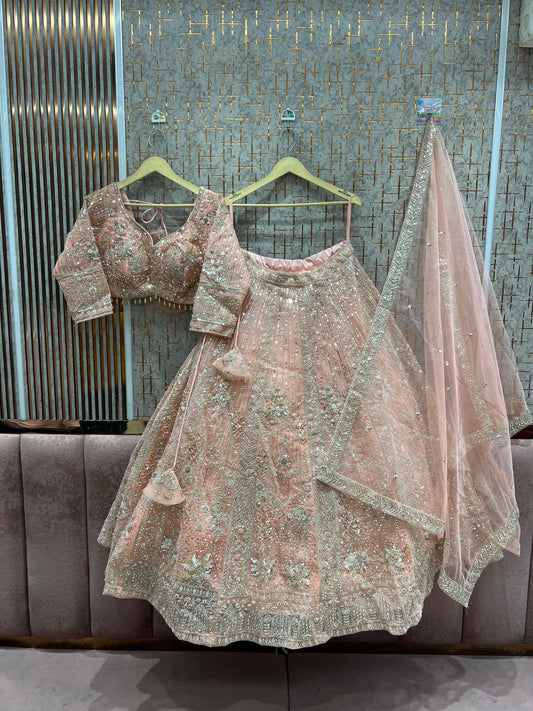 Designer Peach Ready to wear Crop Top Lehenga