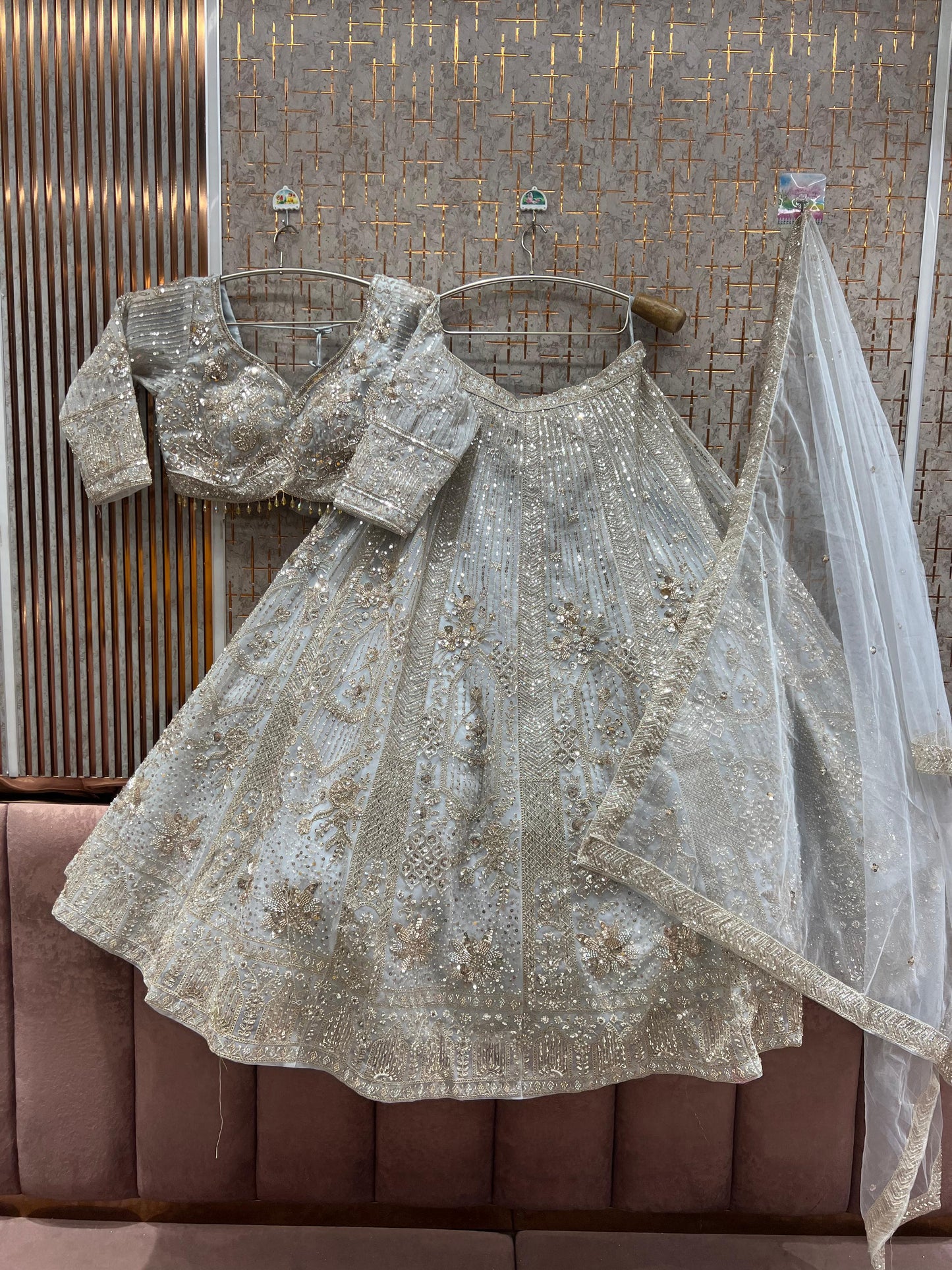 Designer Peach Ready to wear Crop Top Lehenga