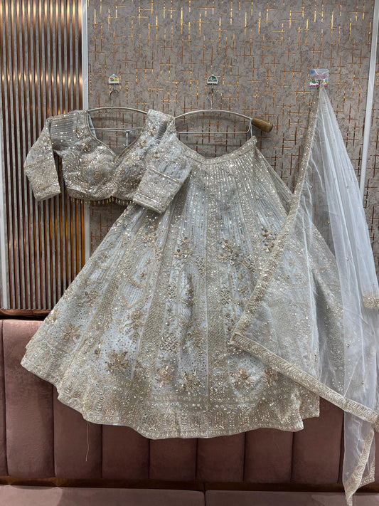 Gorgeous White Ready to wear Crop Top Lehenga