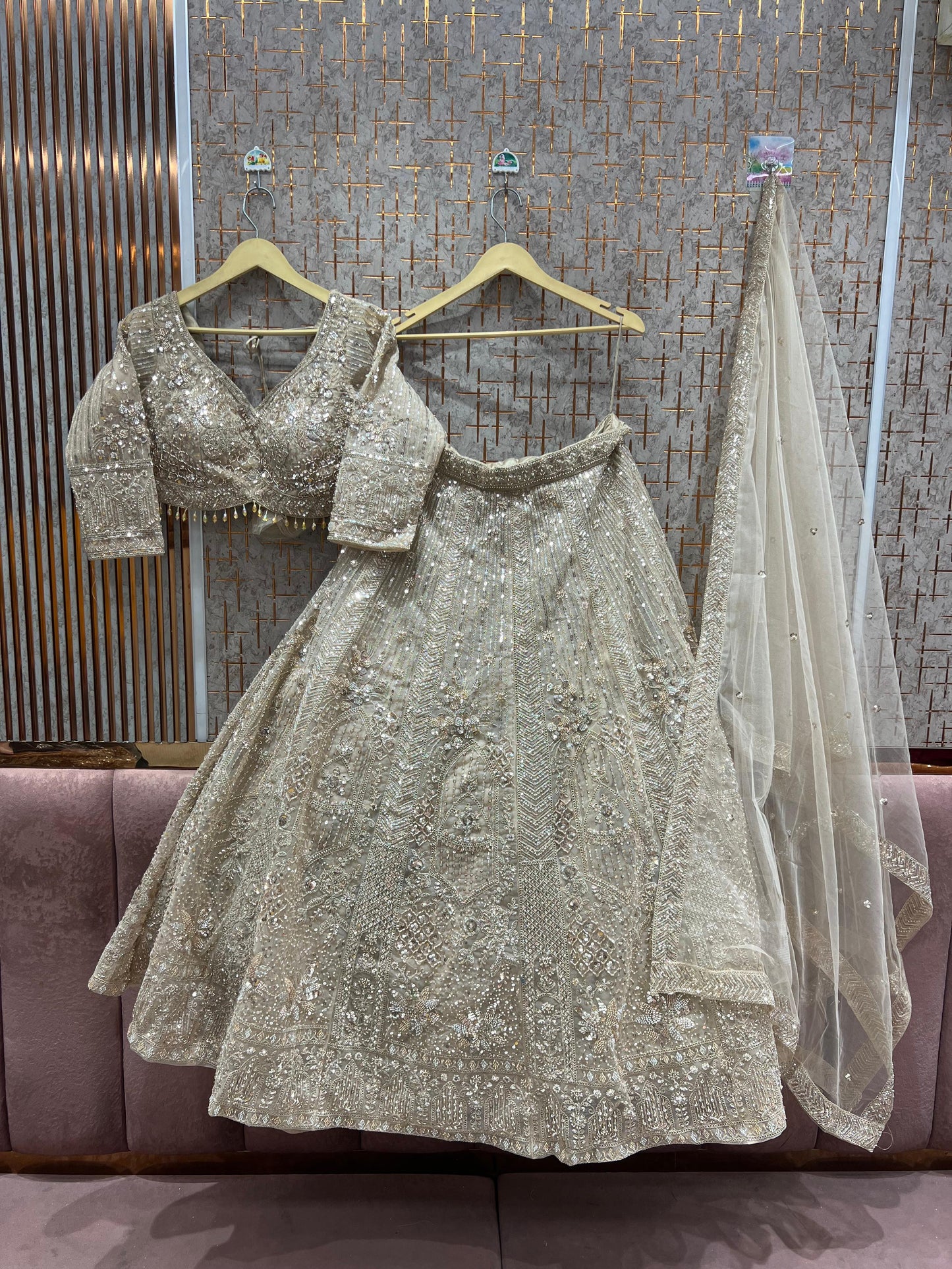 Designer Peach Ready to wear Crop Top Lehenga