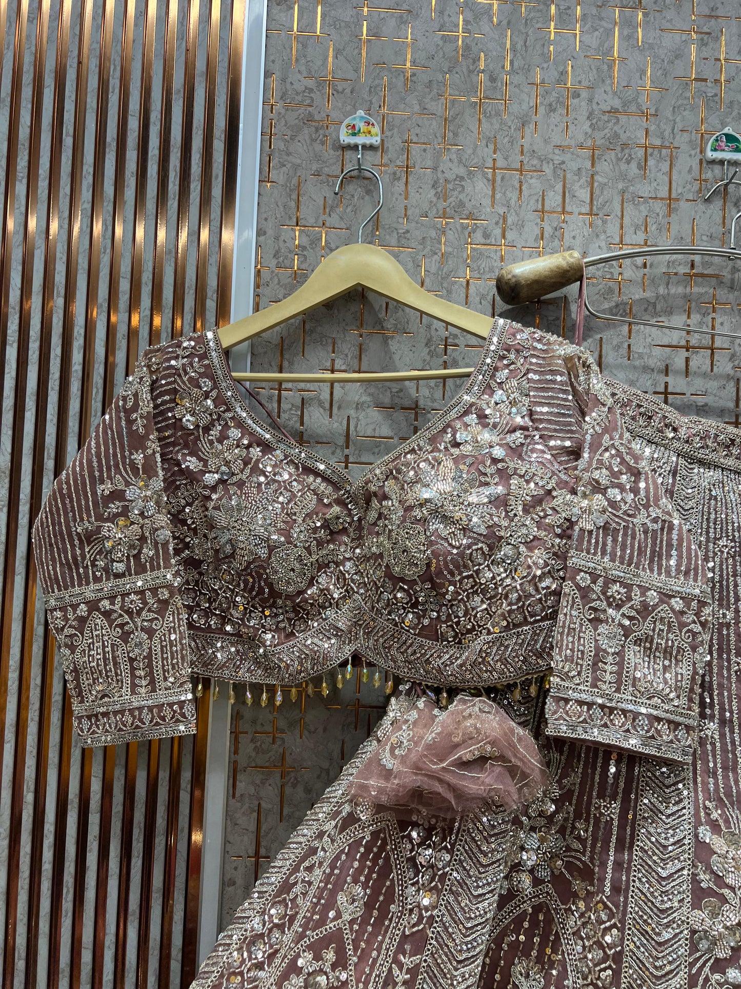 Designer Peach Ready to wear Crop Top Lehenga