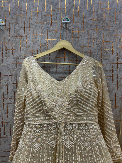Majestic golden peplum long Dress Farshi Gaharara Dress Special