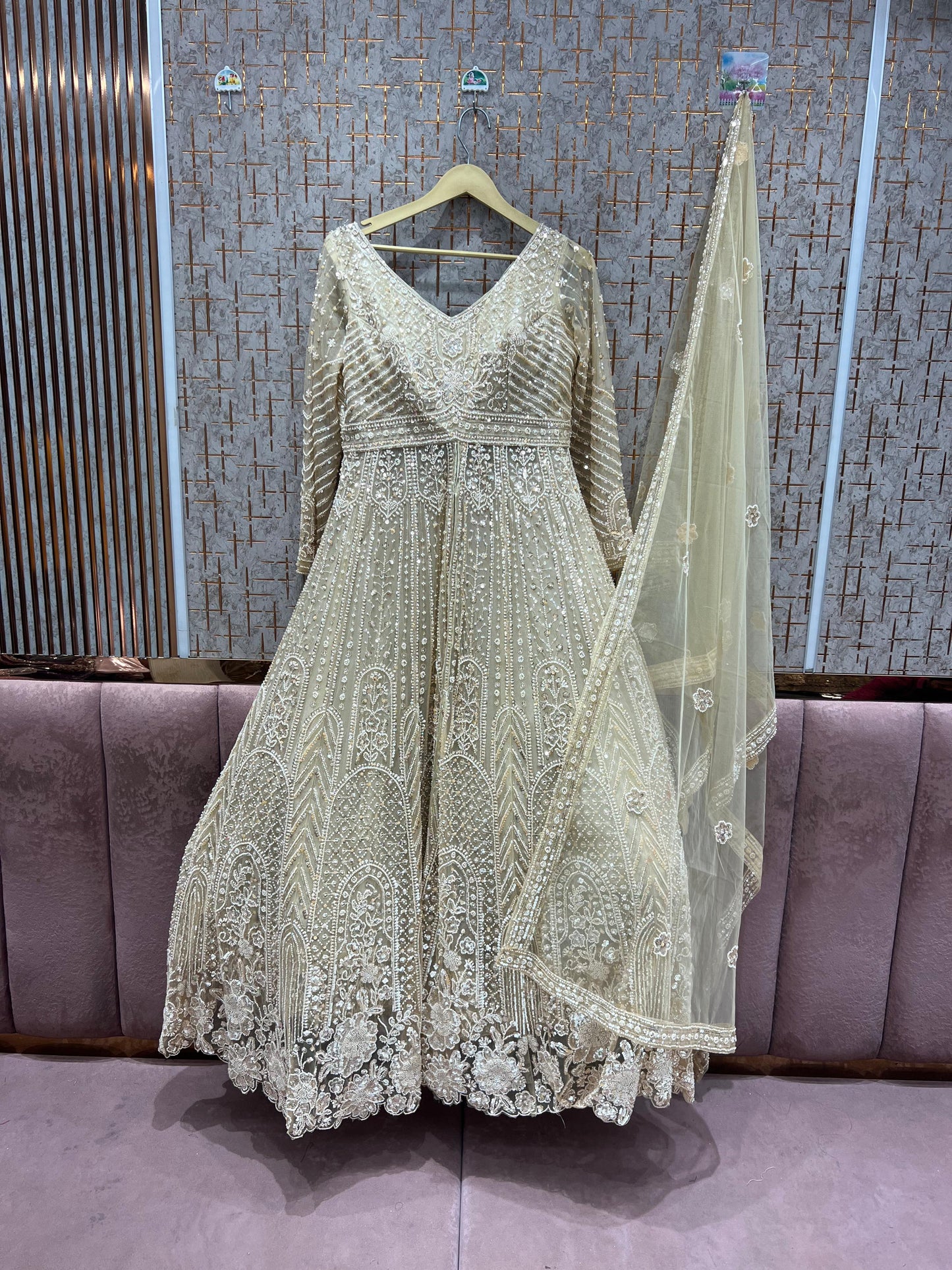 Majestic golden peplum long Dress Farshi Gaharara Dress Special