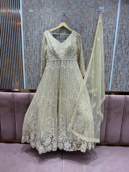 Majestic golden peplum long Dress Farshi Gaharara Dress Special