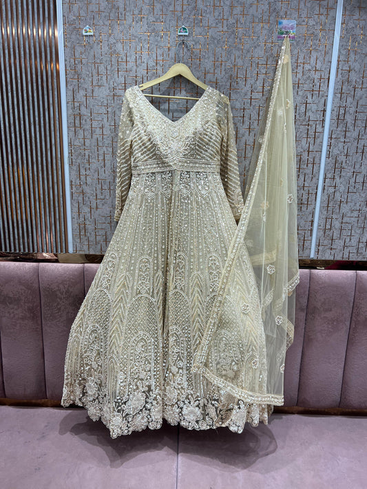 Majestic golden peplum long Dress Farshi Gaharara Dress Special