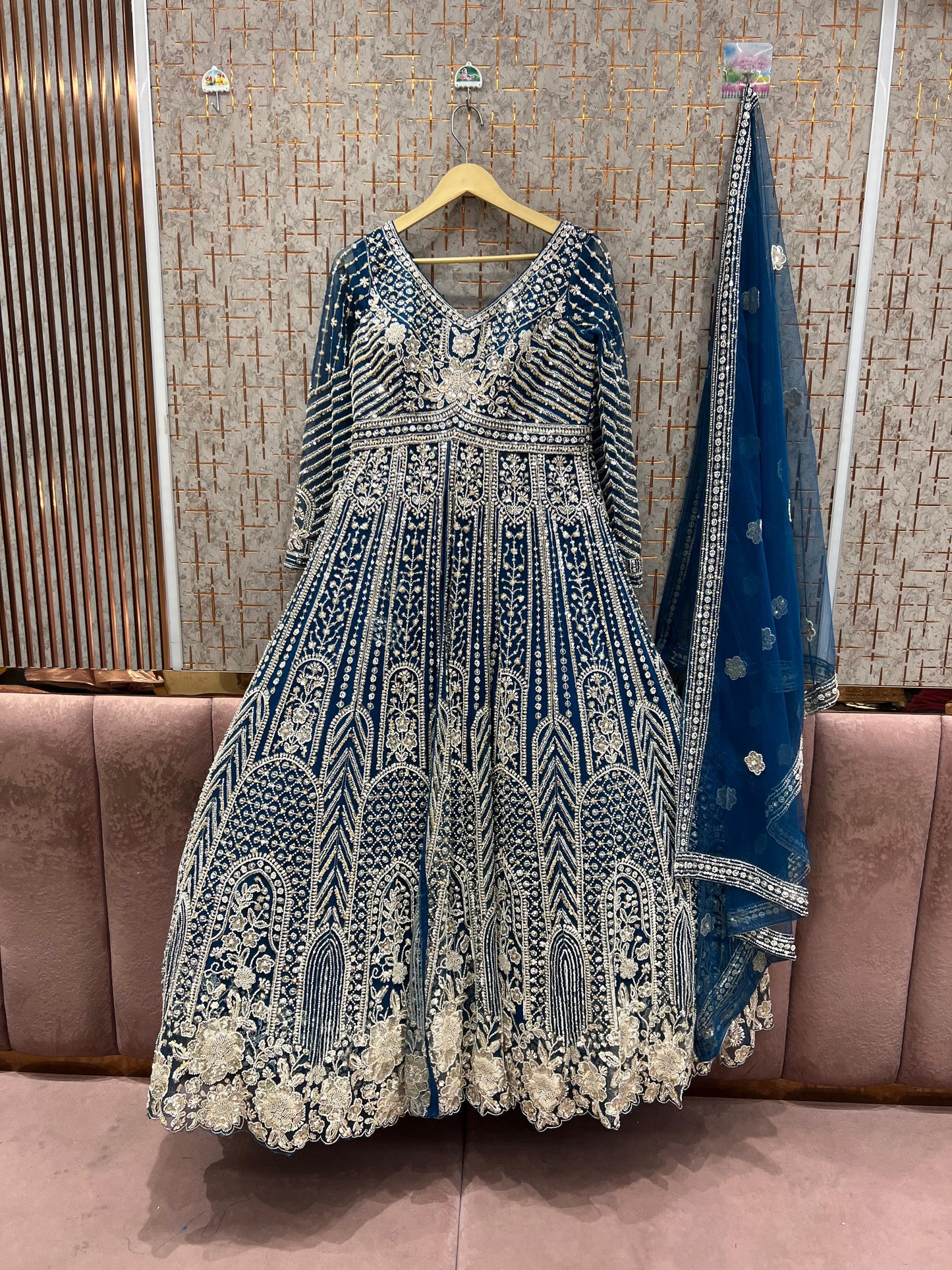 Majestic golden peplum long Dress Farshi Gaharara Dress Special