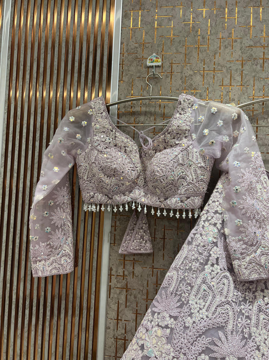 Lavishing Lavender Ready to wear Crop Top Lehenga