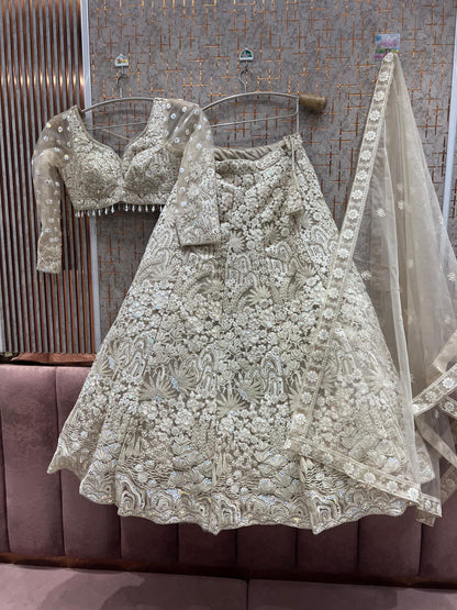 Beautiful White Ready to wear Crop Top Lehenga